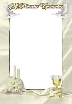 Innskriften på rammen: First communion Innskriften på rammen: First communion