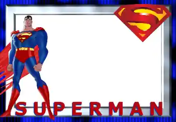 Innskriften på rammen: Superman