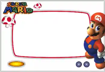 Innskriften på rammen: Super Mario