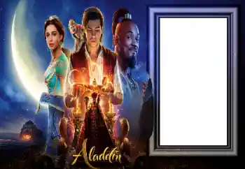 Innskriften på rammen: Aladdin
