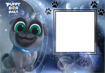 Innskriften på rammen: Puppy Dog Pals