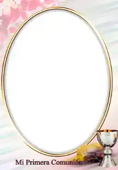 Innskriften på rammen: First communion