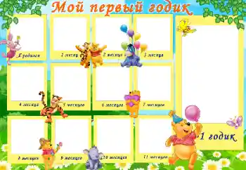 Fotoeffekt fra kategori Første år № 99817. Innskriften på rammen: 1 år