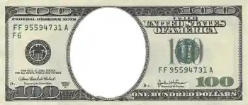 Innskriften på rammen: 100 долларов