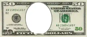 Innskriften på rammen: 50 долларов