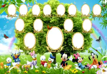 Fotoeffekt fra kategori Familietre № 89431. Innskriften på rammen: I am. Father. Mother. Grandmother. Grandfather. Great-grandparents.