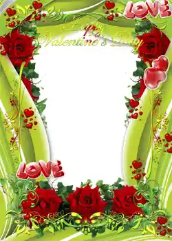 Fotoeffekt fra kategori Postkort for Valentinsdag № 1437. Innskriften på rammen: Lykkelig Valentinsdag!